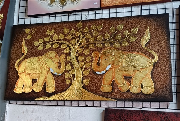 ภาพวาดช้างเพ้นท์ทอง | ด่านเกวียนแอนติก2 - โชคชัย นครราชสีมา